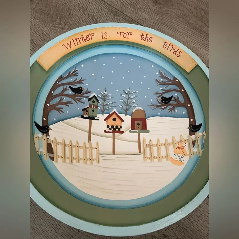 Large wooden bowl used for winter decoration - Picture 2 of 3
